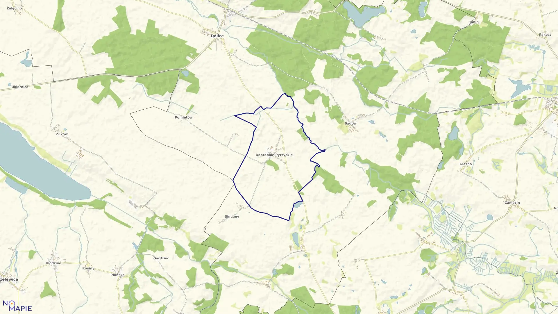 Mapa obrębu Dobropole w gminie Dolice