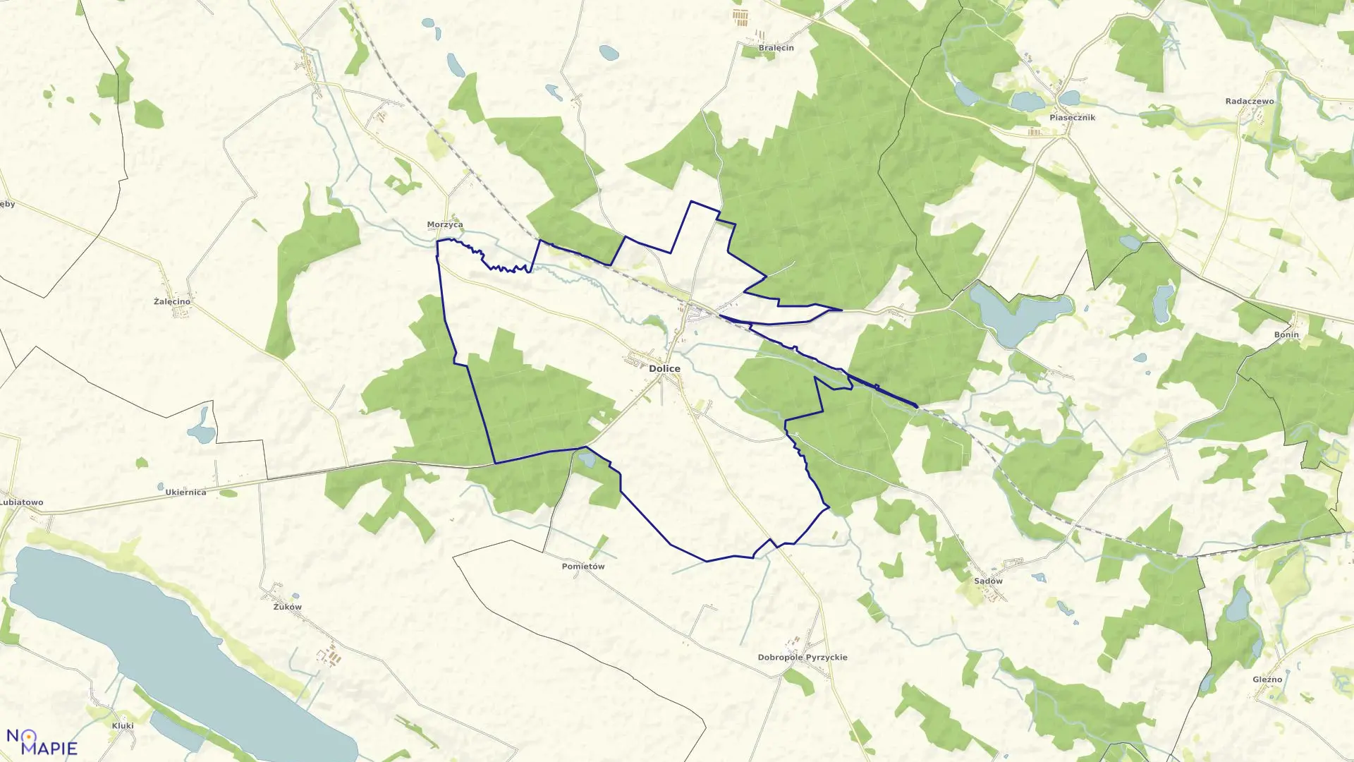 Mapa obrębu Dolice w gminie Dolice