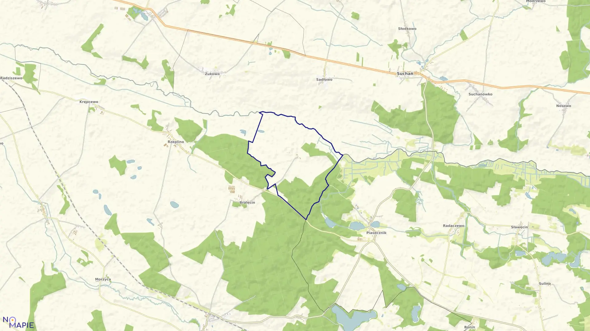 Mapa obrębu Lipka w gminie Dolice