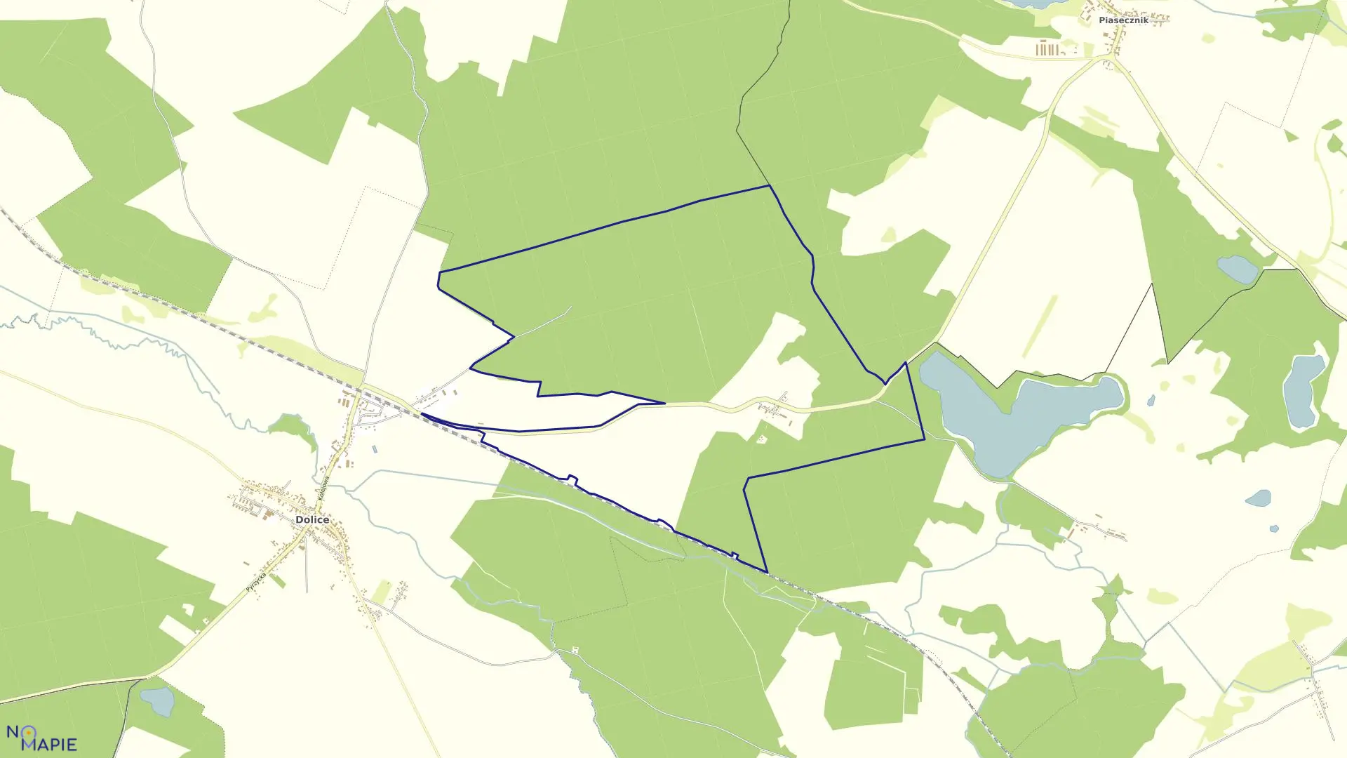 Mapa obrębu Mogilica w gminie Dolice