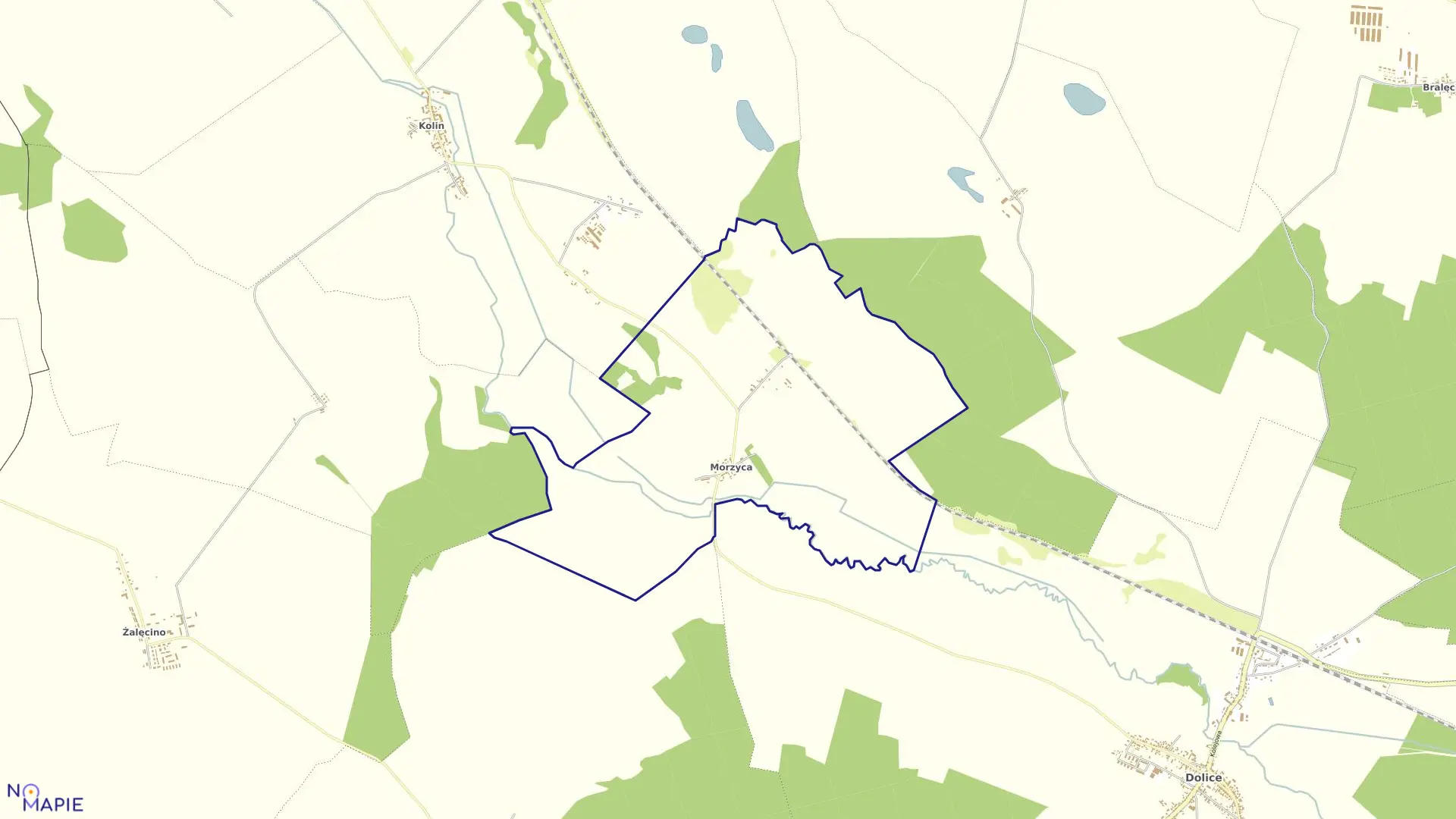 Mapa obrębu Morzyca w gminie Dolice